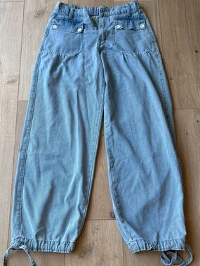 UpWest Light Blue Boyfriend Jeans with Drawstring Hems